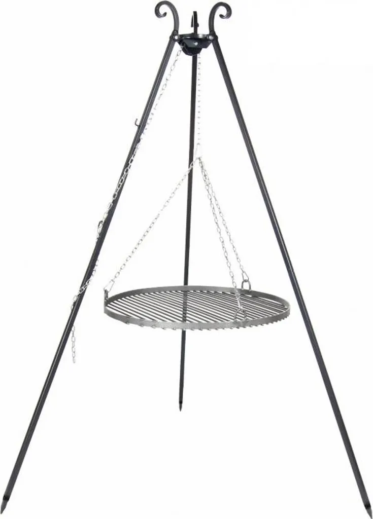 Grille acier Ø 50 cm sur trépied : fini les grillades brûlées au sol !
