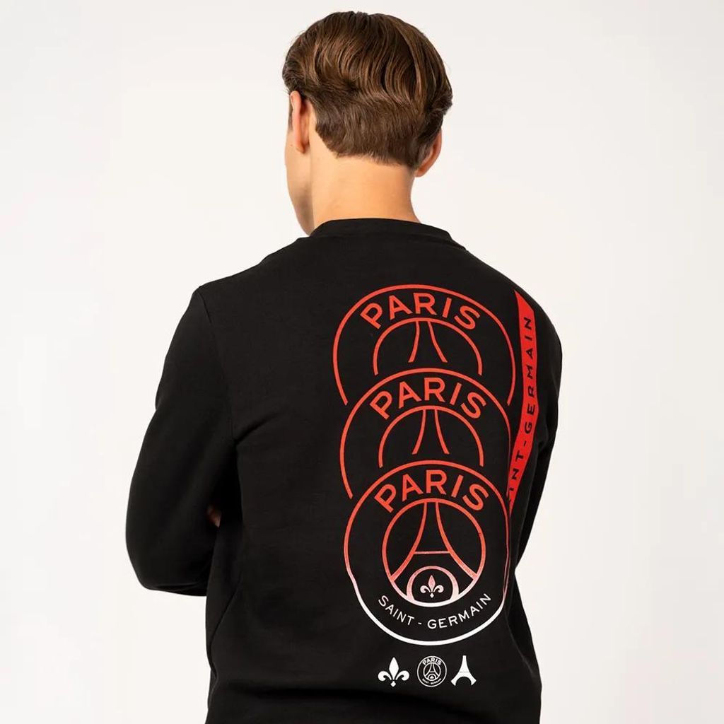 PSG Multi-Logo-Sweater für Herren - Größe S / Small - Schwarz - Paris Saint-Germain Pullover für Erwachsene