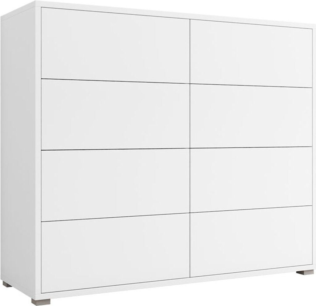 MIRJAN24 Kommode Gesita K8SZ, Stilvoll Wohnzimmer Sideboard mit 8 Schubladen, Schlafzimmer Highboard, Kollektion (Farbe: Weiß)