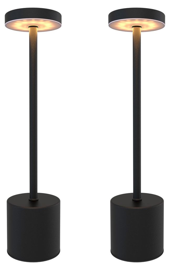 Ledvion 2x Wiederaufladbare LED Tischleuchte Mattschwarz Produktbild 