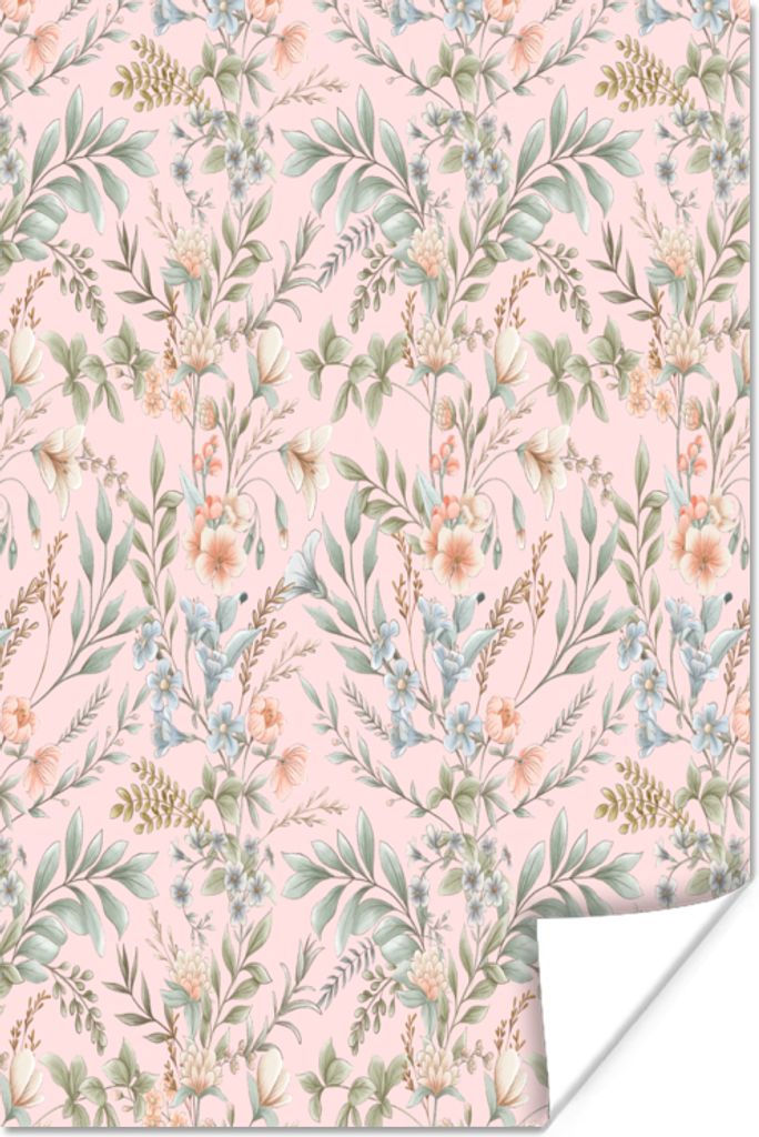 MuchoWow Poster Blumen - Pastell - Vintage 60x90 cm - Wanddekoration