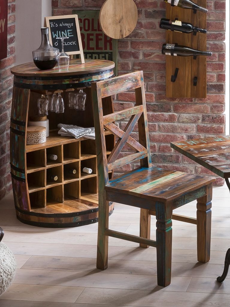 SIT Möbel Esszimmerstuhl 2er-Set | Altholz lackiert | bunt Produktbild 9