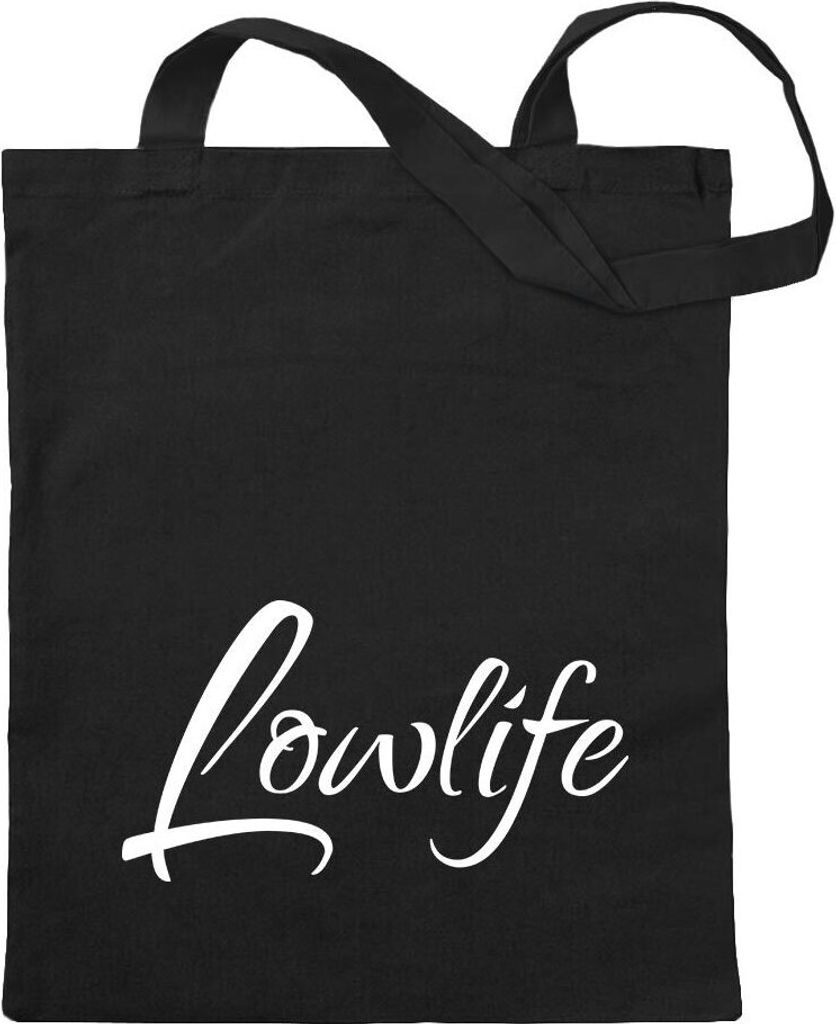 Kiwistar - Baumwolltasche - schwarz - Lowlife - Tragetasche Stoffbeutel Umhängetasche Langer Henkel