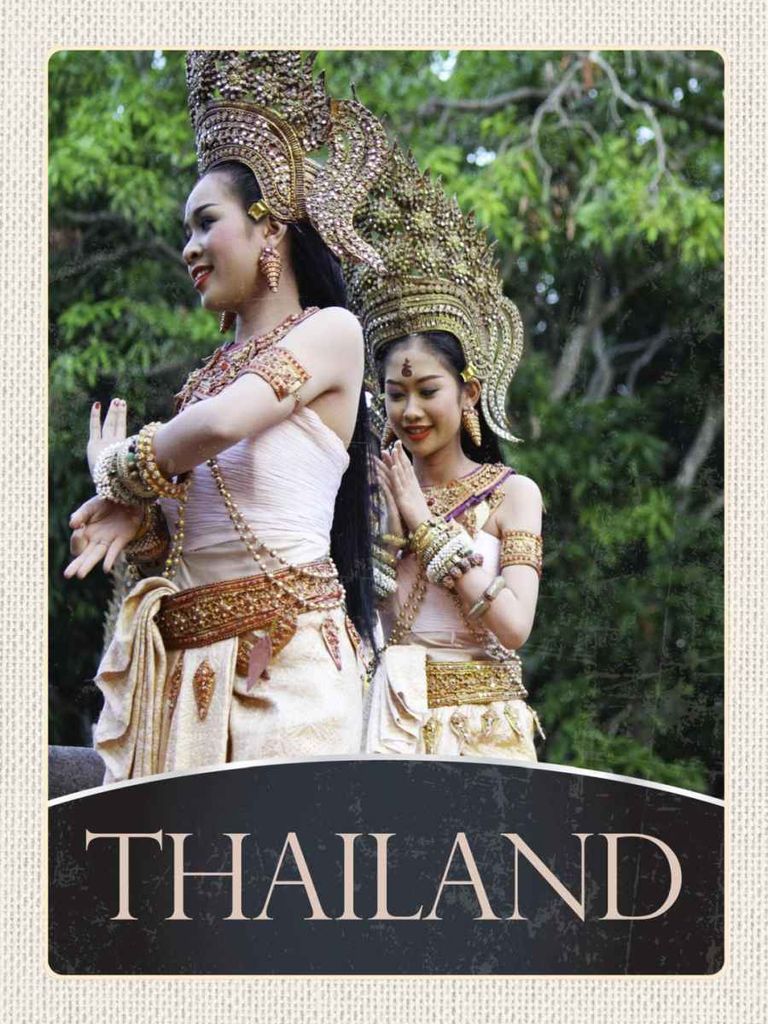 vianmo Holzschild 40x30 cm Thailand Tropen Natur Frau Religion Bildmotiv Reisemotiv Abenteuer Reisen