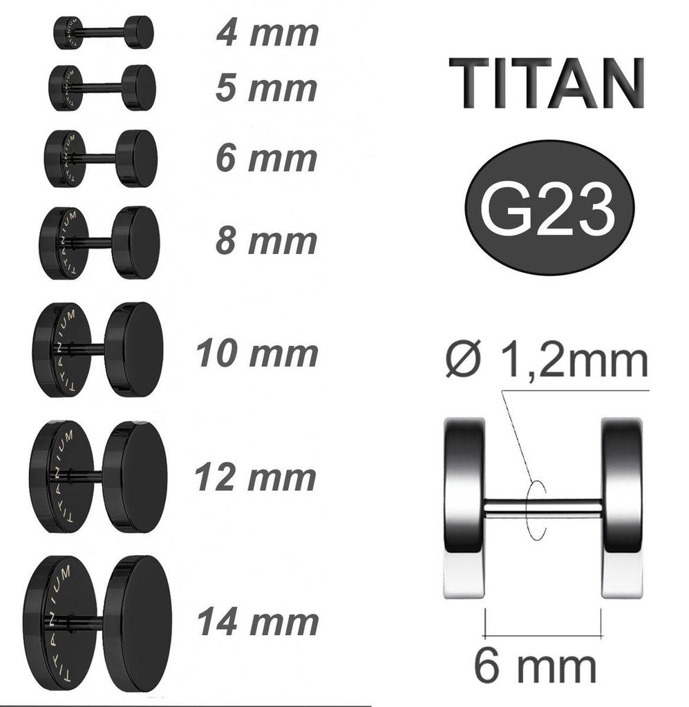 Titan Ohrstecker mit Schraubverschluss - 8 mm schwarz Produktbild 