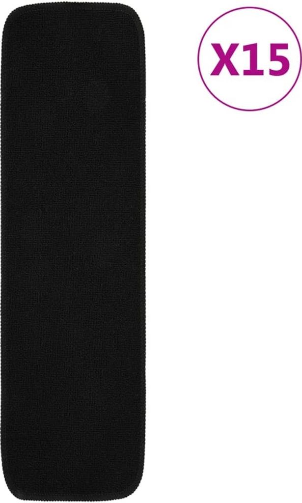 Antirutsch Stufenmatten 15 Stk. 75x20 cm Schwarz Rechteckig