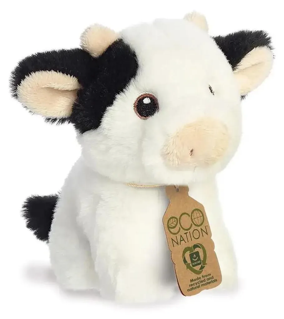 Peluche vache Aurora Eco Nation 13cm 35072 mini doudou noir et blanc - 3