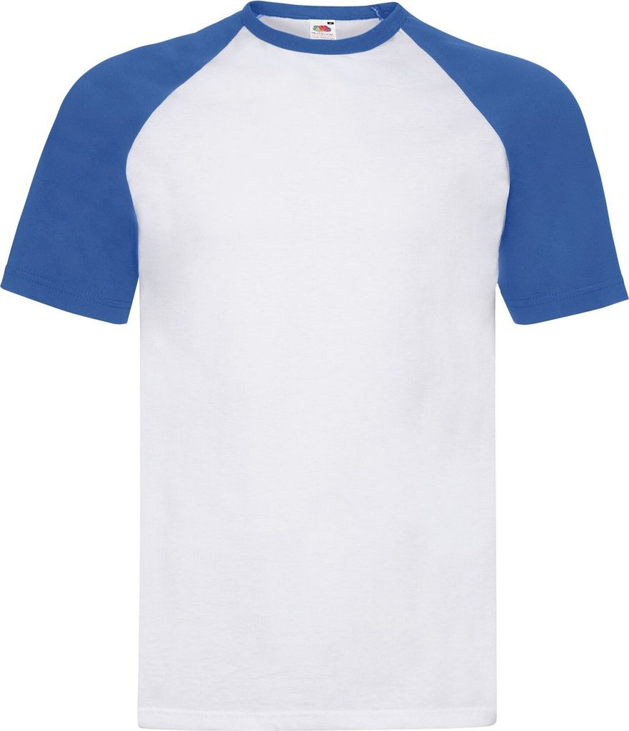 Fruit of the Loom - T-Shirt für Herren/Damen Uni - Baseball PC5796 (M) (Weiß/Königsblau)