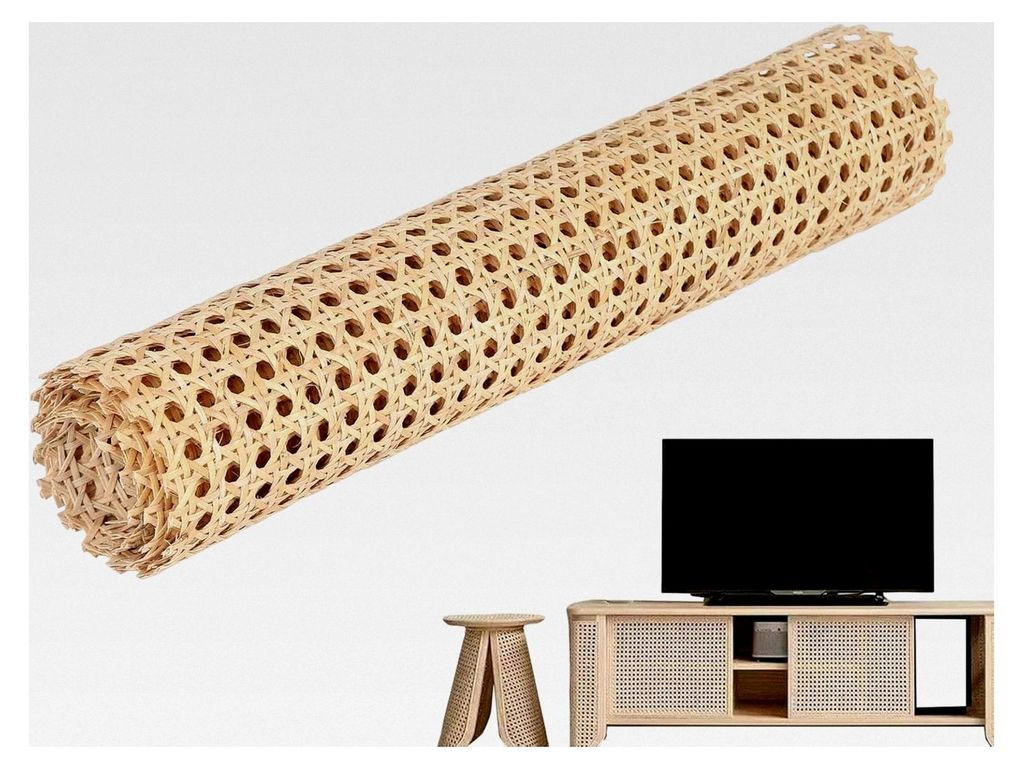 1 Rolle Rohrgeflechtmaterial, 35 X 200 cm, Natürliche Rattanrohr-Gurtbandrolle für Rohrgeflechtprojekte, Netz-Rattanstoff für Heimwerker, Handwe...