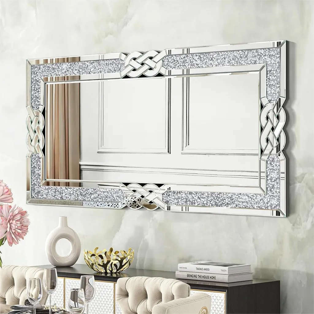 Grand Miroir Mural Décoratif de Luxe 120x60 cm pour Entrée Chic