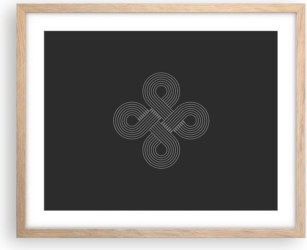 Gerahmtes Poster - Rahmen in heller Eiche - Symbol Schleife Unendlichkeit - 50x40 cm - Wand Bild - Wanddeko - Wandbilder - Kunstposter - Wandposter...