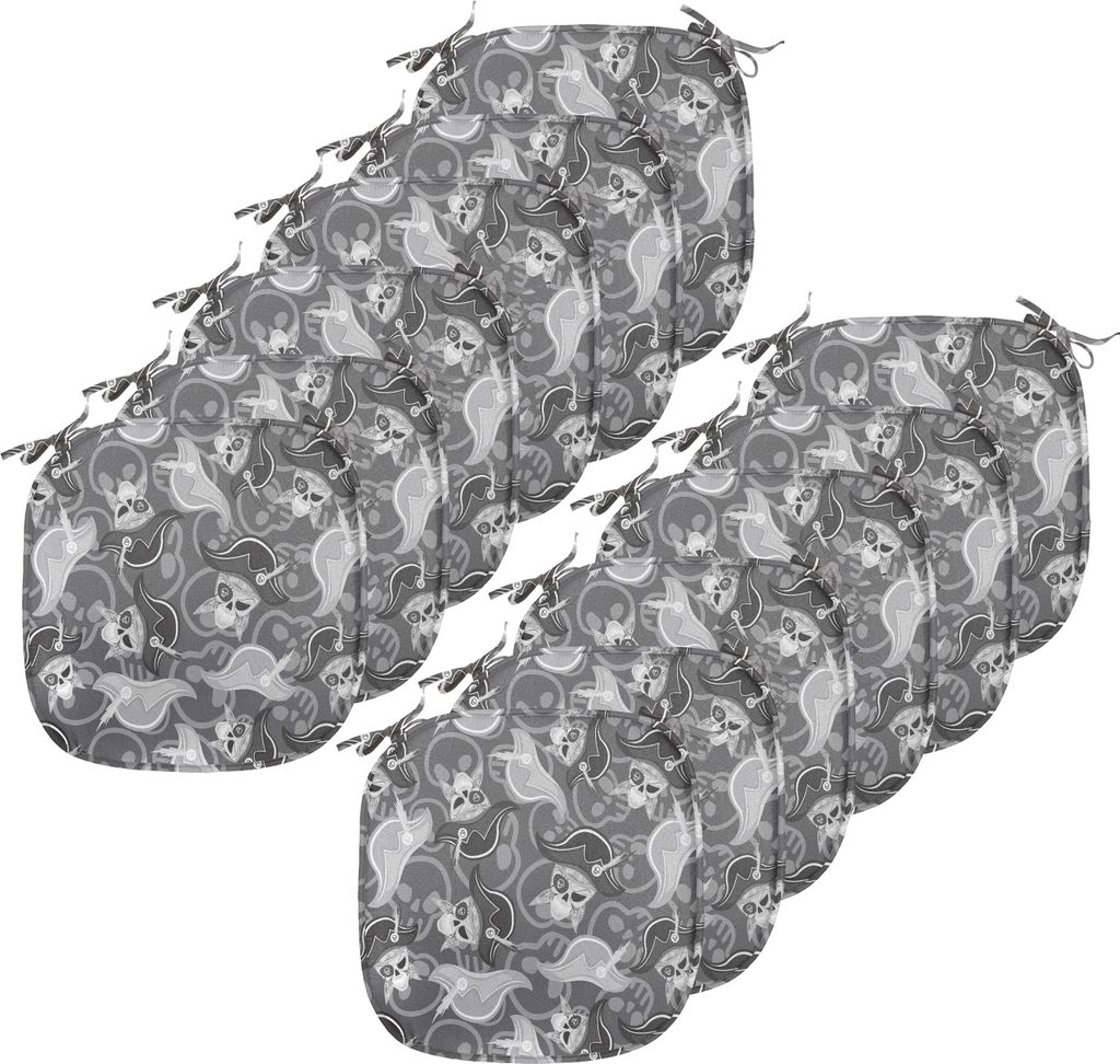 ABAKUHAUS Pirates Polster für Esszimmerstühle, Graustufen- Schädel-Gekritzel, Dekoratives wasserfestes Kissen mit Riemen für Küchensitze, 40 c...