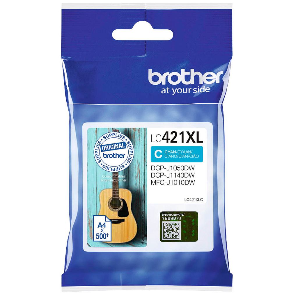 Brother LC-421XLC, Wysoka (XL) wydajność, Cyjan, 1 szt., Zdjęcie produktu 