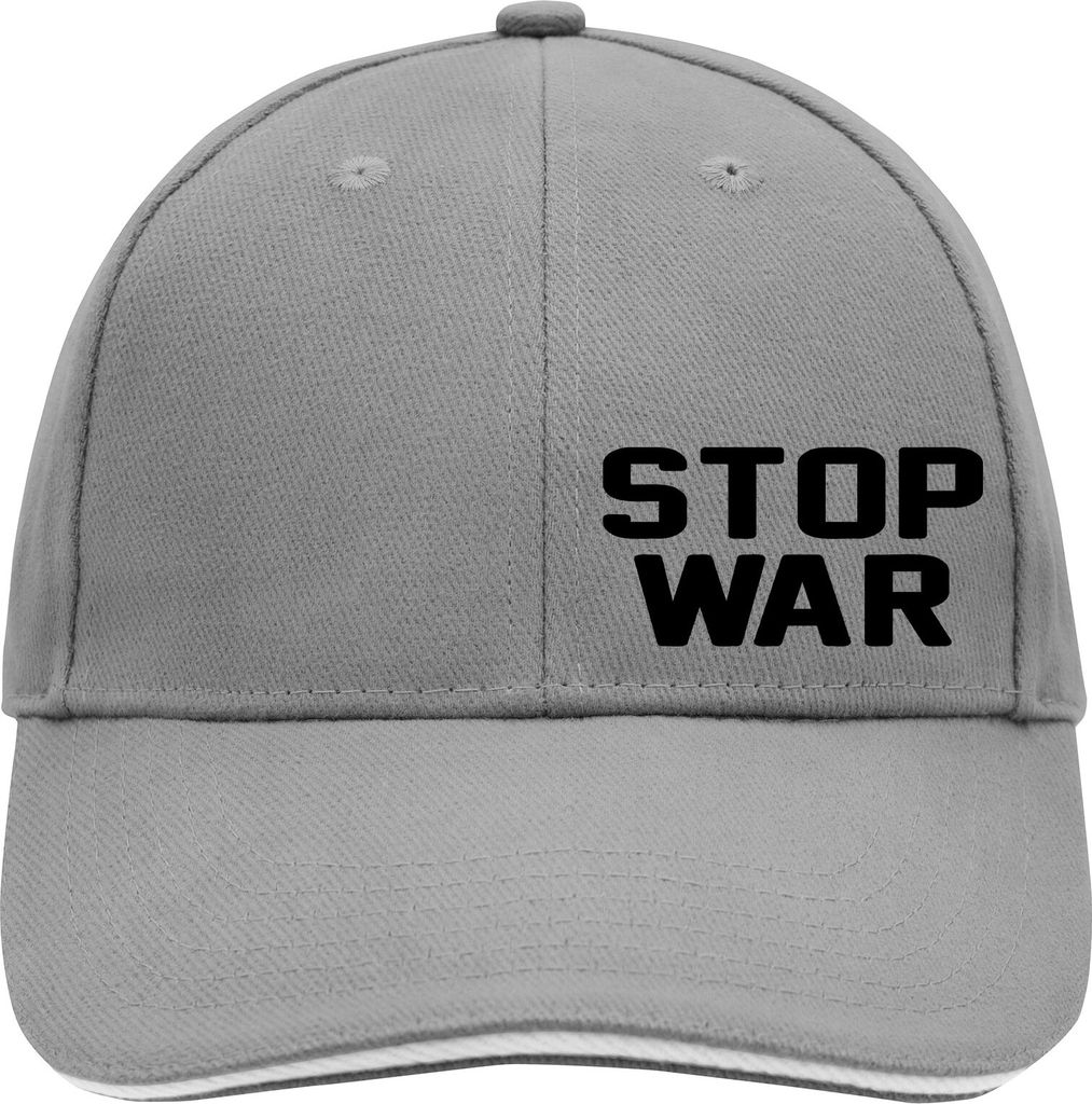 Huuraa Cappy Mütze Stop War Dark Grey/White Baumwolle 6-Panel Kappe Geschenkidee