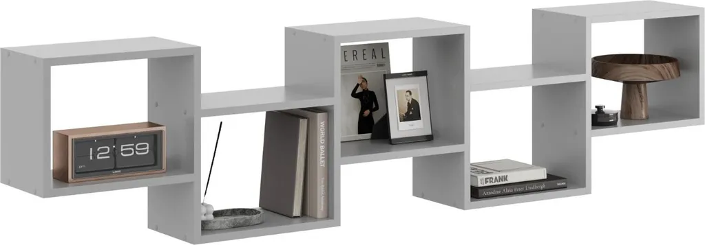 Étagère murale moderne grise géométrique style loft design pour salon