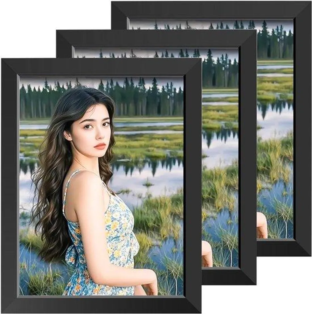 Cadre photo bois foncé 15x20 cm portrait style Art déco élégant
