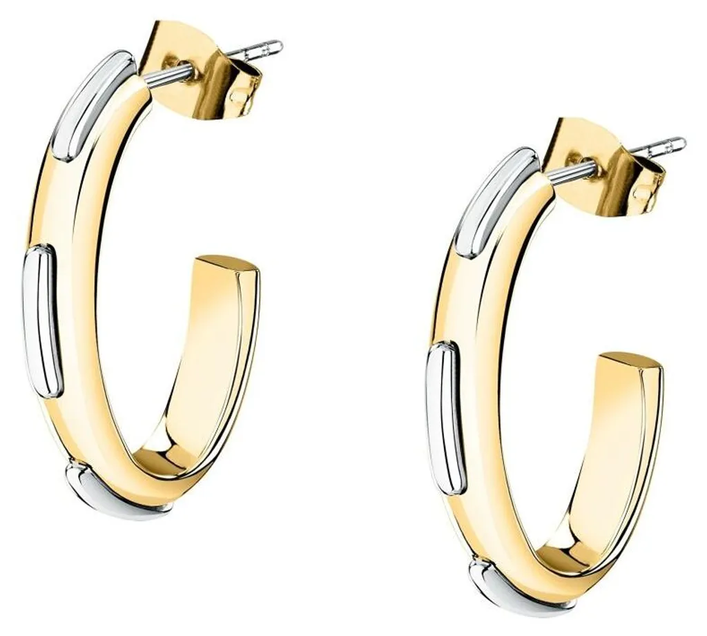 Boucles d'oreilles rondes bicolores acier Concept TJAYY09 élégantes