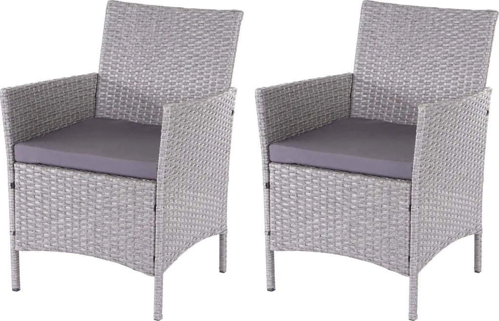 Set de 2 fauteuils de jardin Halden en poly rotin gris et anthracite