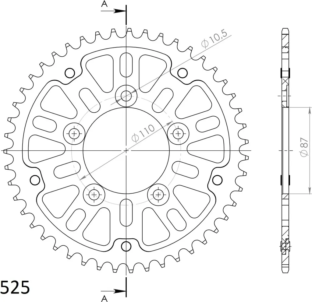 Kit Transmission Pignon 525 Supersprox 45 Dents pour Usage Route et Piste