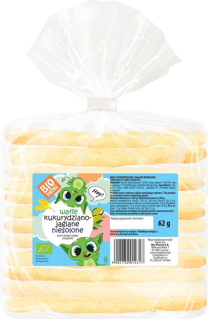 UNGESALZENE -MAIS-HIRSE-WAFFELN 62 g – BIOMINKI