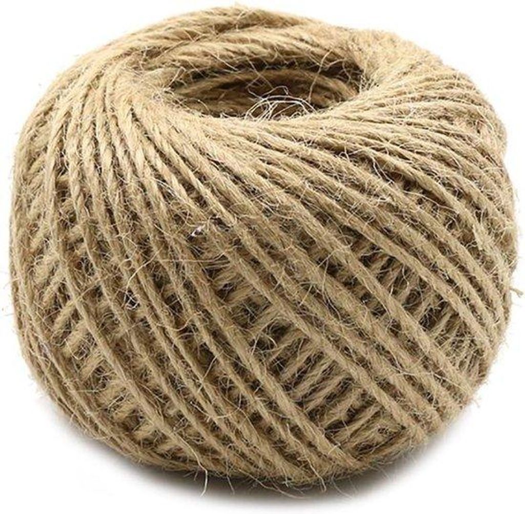 Naturkunststoff Juteband - Dekorative Bastelware - Natürliche Jutefasern - 2 mm Durchmesser - Natürlich