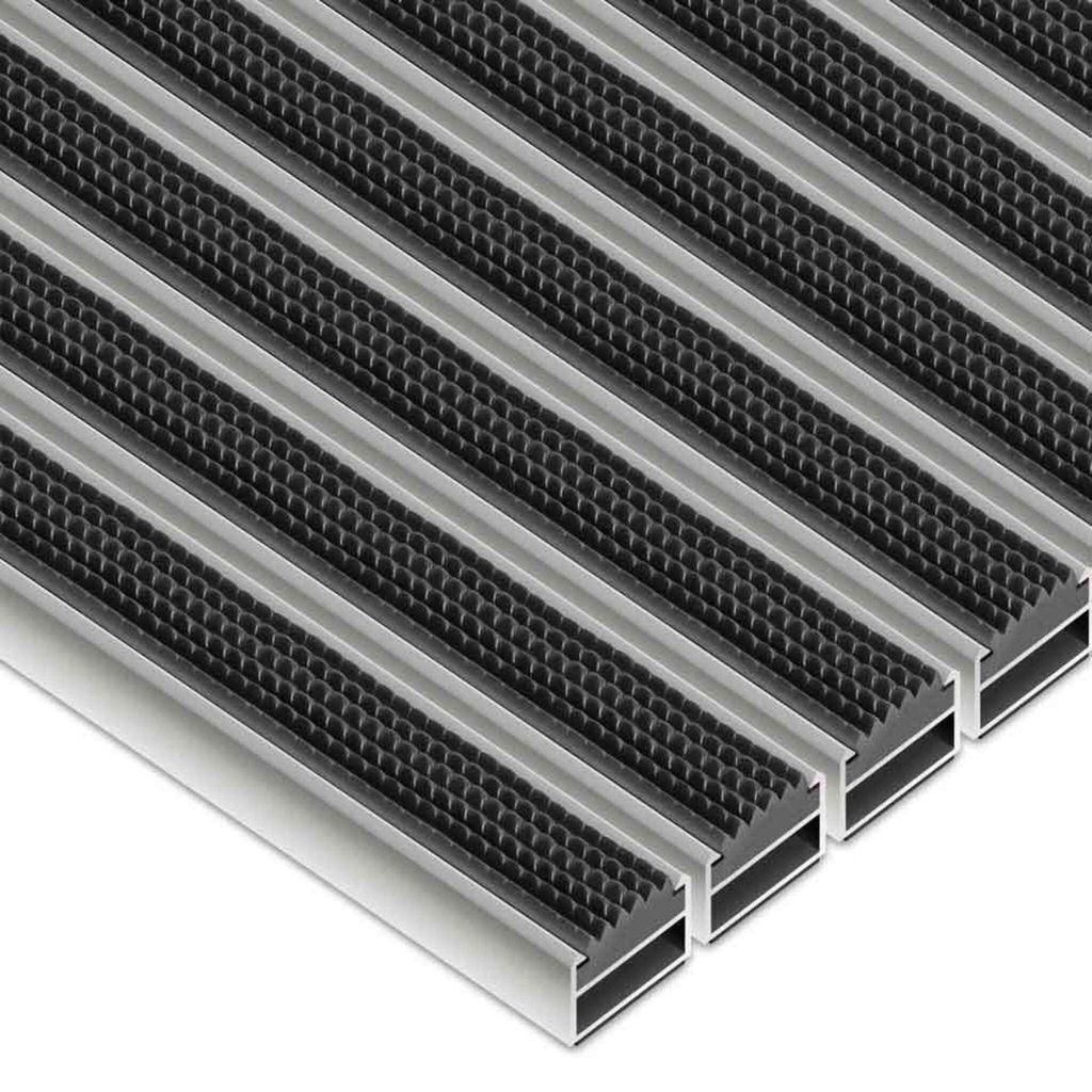 Aluminium Fußmatte mit Gummieinlage, Clean Rubber 80x50 cm, schwarz, Höhe 22 mm