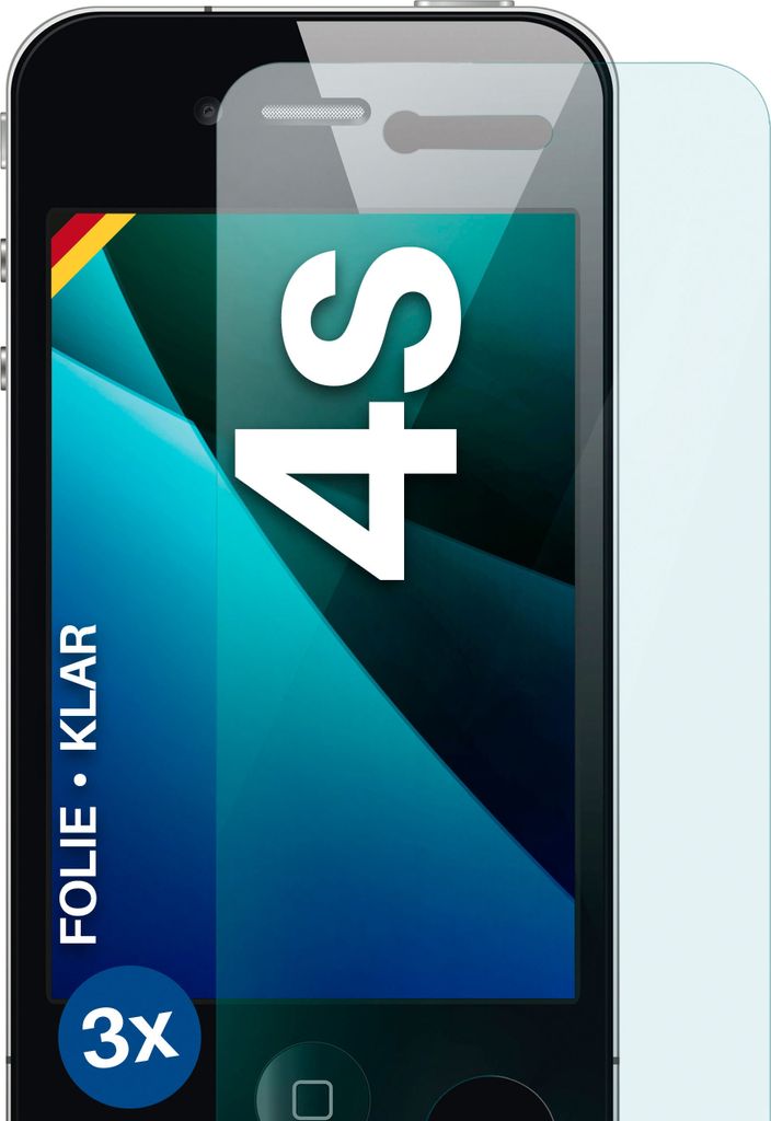 moex 3x Schutzfolie kompatibel mit Apple iPhone 4s - Displayschutzfolie dünn Folie, Klar