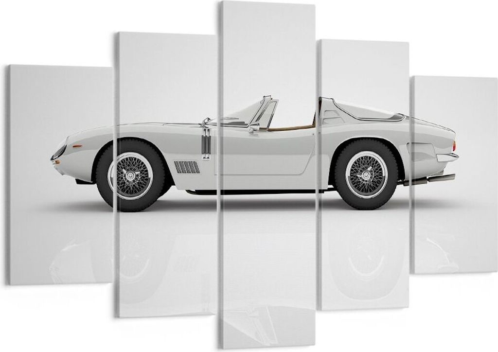 Bild auf Leinwand - Leinwandbild - 5 Teile - Sportlich Auto Vintage - 150x100cm - Wand Bild - Wanddeko - Wandbilder - Leinwanddruck - Bilder - Wand...