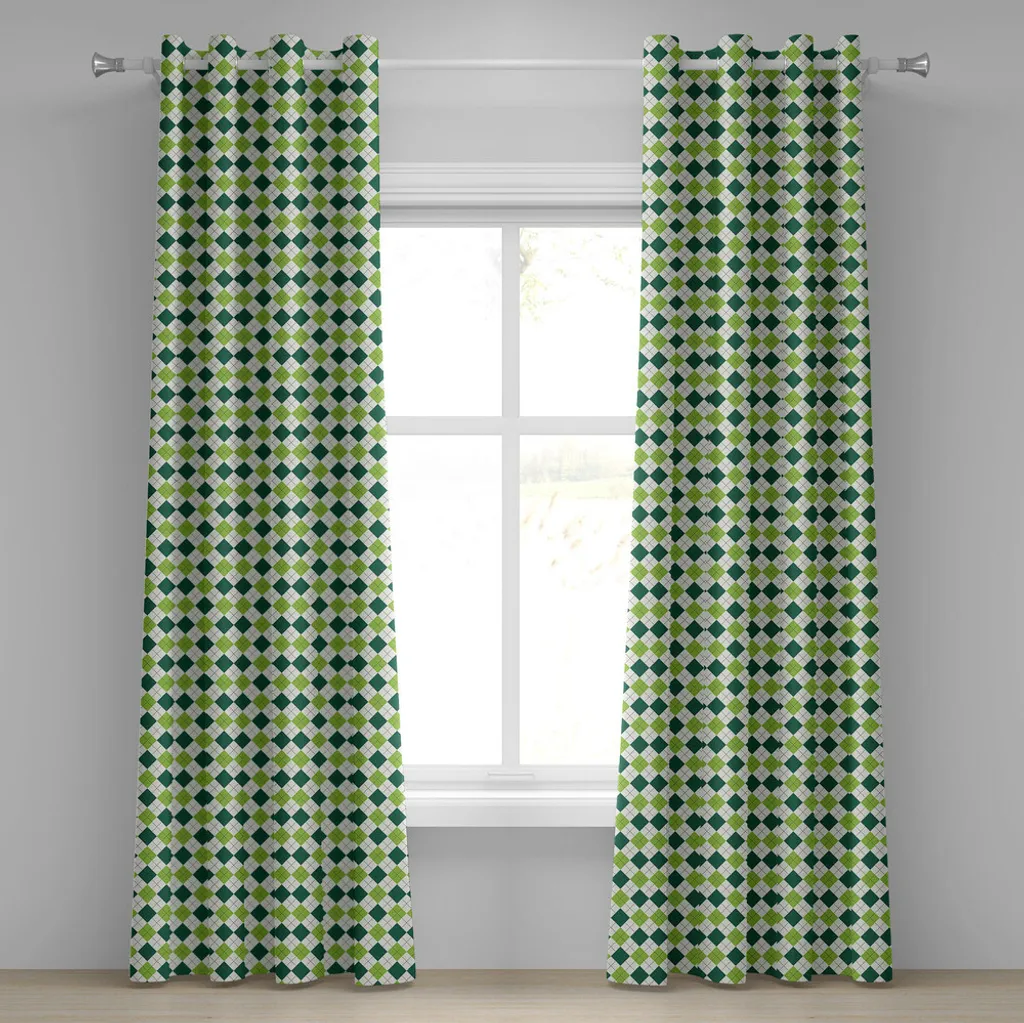 Rideaux décoratifs 2 panneaux motif diamant vintage 280 x 245 cm