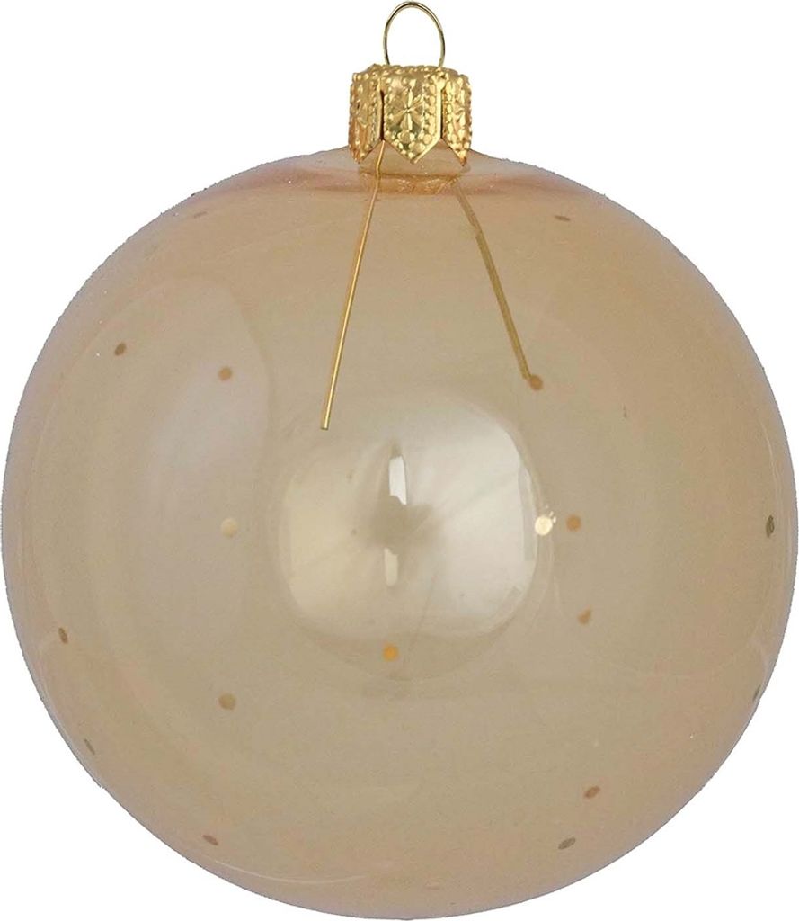 Glasornament in Honigfarbe mit einem Nachbildung aus feinen Punkten