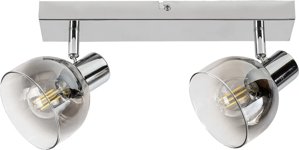 Spot orientable 2 têtes style moderne E14 argenté et noir 30 cm Tarien