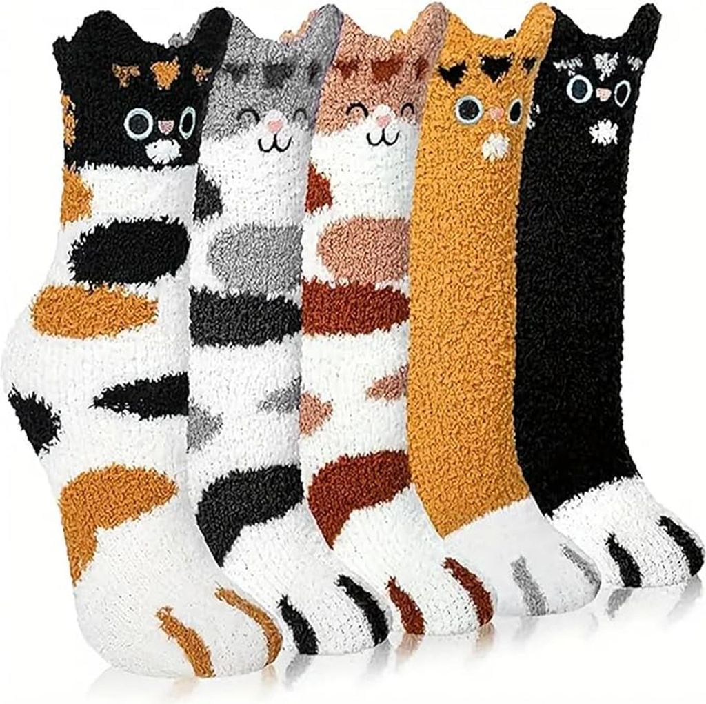 OKWISH Socken, Plüschsocken mit Katzenpfoten-Motiv, Produktbild 