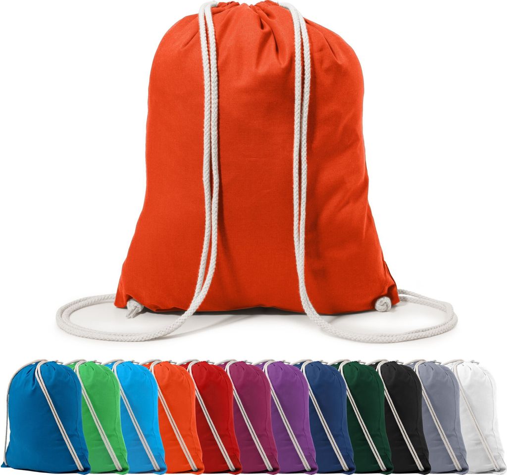 Rucksack Schuhbeutel Turnbeutel Sportbeutel Zuziehbeutel Gym Sack Baumwolle, in Farbe: Orange