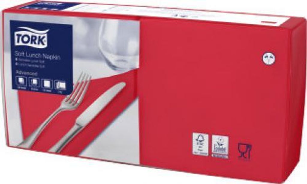 Tork Serviette 477861 33x33cm 3lg. 1/4 Falz rot 150 Produktbild 