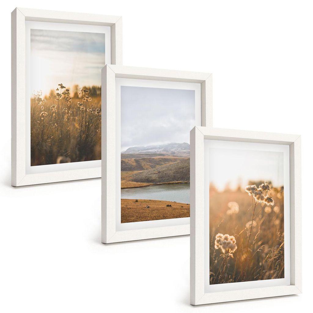 Bilder Set 3-teilig im weißen Rahmen – Wandbilder 3 Stück – gerahmte Poster für Wohnzimmer, Schlafzimmer und Flur – 20x30 cm – Landschaf...