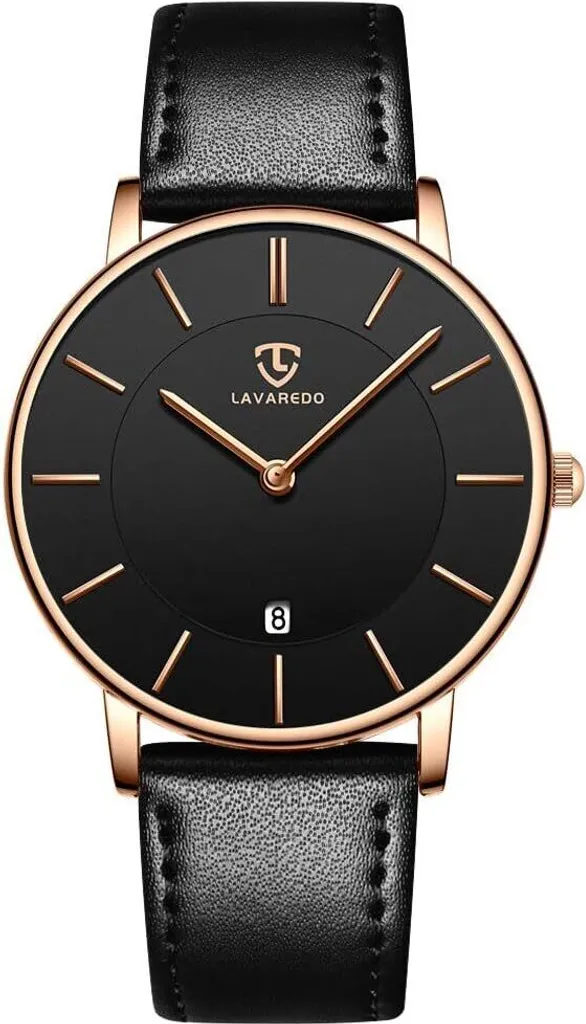 Orologi, orologio da uomo piatto analogico al quarzo indicatore di data classico moda impermeabile da polso con cinturino in pelle