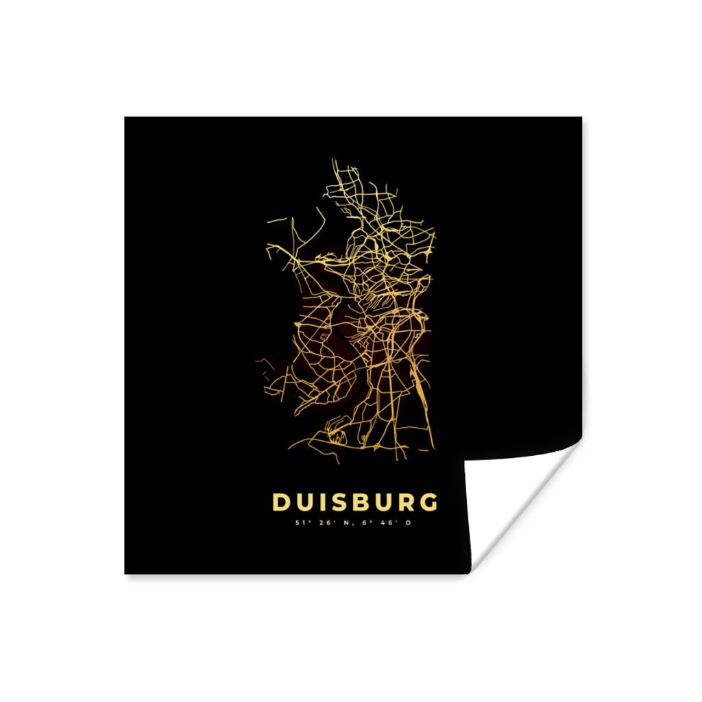 MuchoWow Poster Karte - Duisburg - Gold - Stadtplan 30x30 cm - Wandposter - Printing