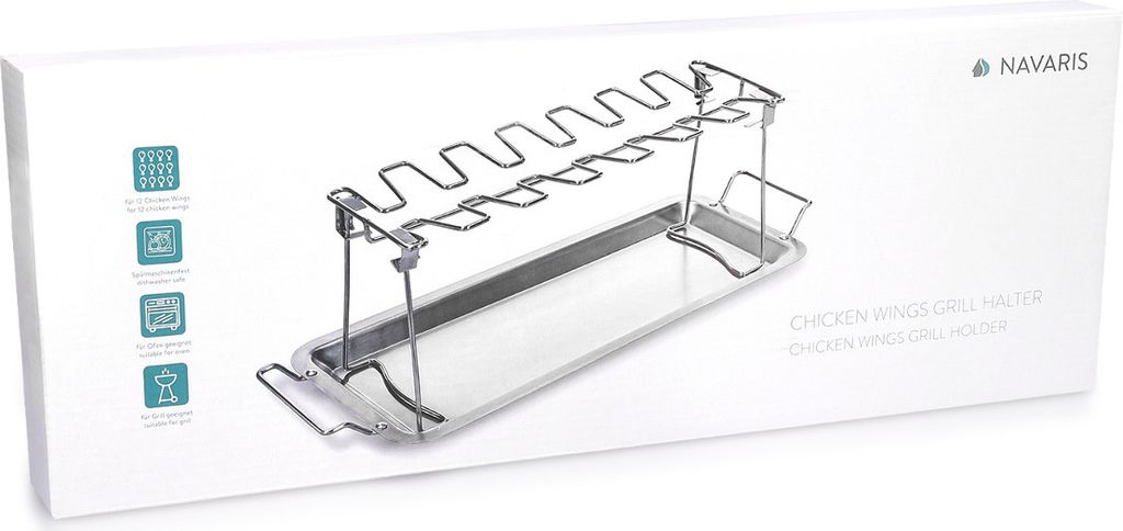 Hähnchenschenkel- & Flügelgestell Aus Edelstahl – 14 Schlitze, 34x16,5 Cm, Für Grill, Ofen & Smoker