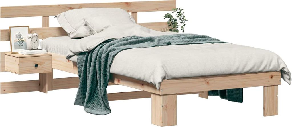 vidaXL Bettrahmen mit Kopfteil Braun 80 x 200 cm Massives Kiefernholz