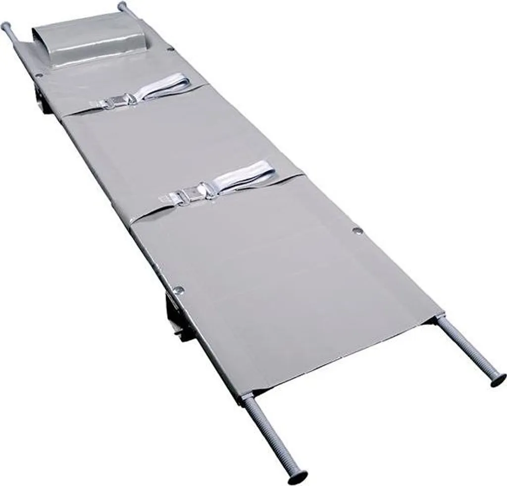 Civière aluminium DIN 13024K type 3 avec pieds coulissants et roulettes