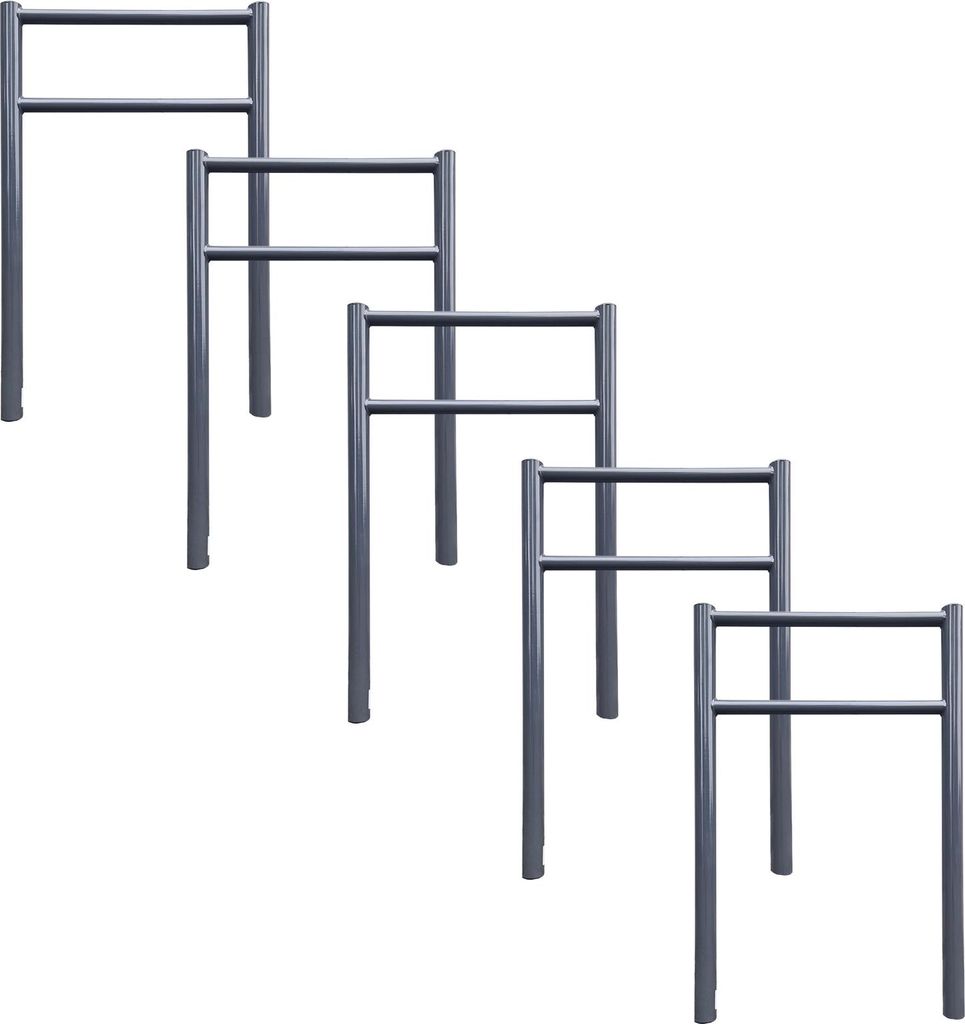 5x Fahrradanlehnbügel mit Knieholm 115x75 cm Stahl pulverbeschichtet Ø 60 mm Einbetonieren Anthrazit Typ H