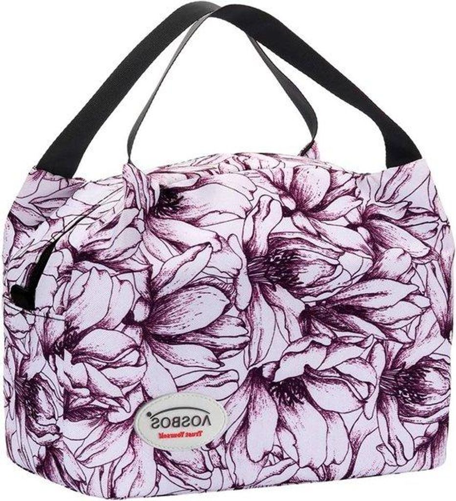 Isolierte Lunchbox Frauen Lunchtote Essenkühler Paars Blumen