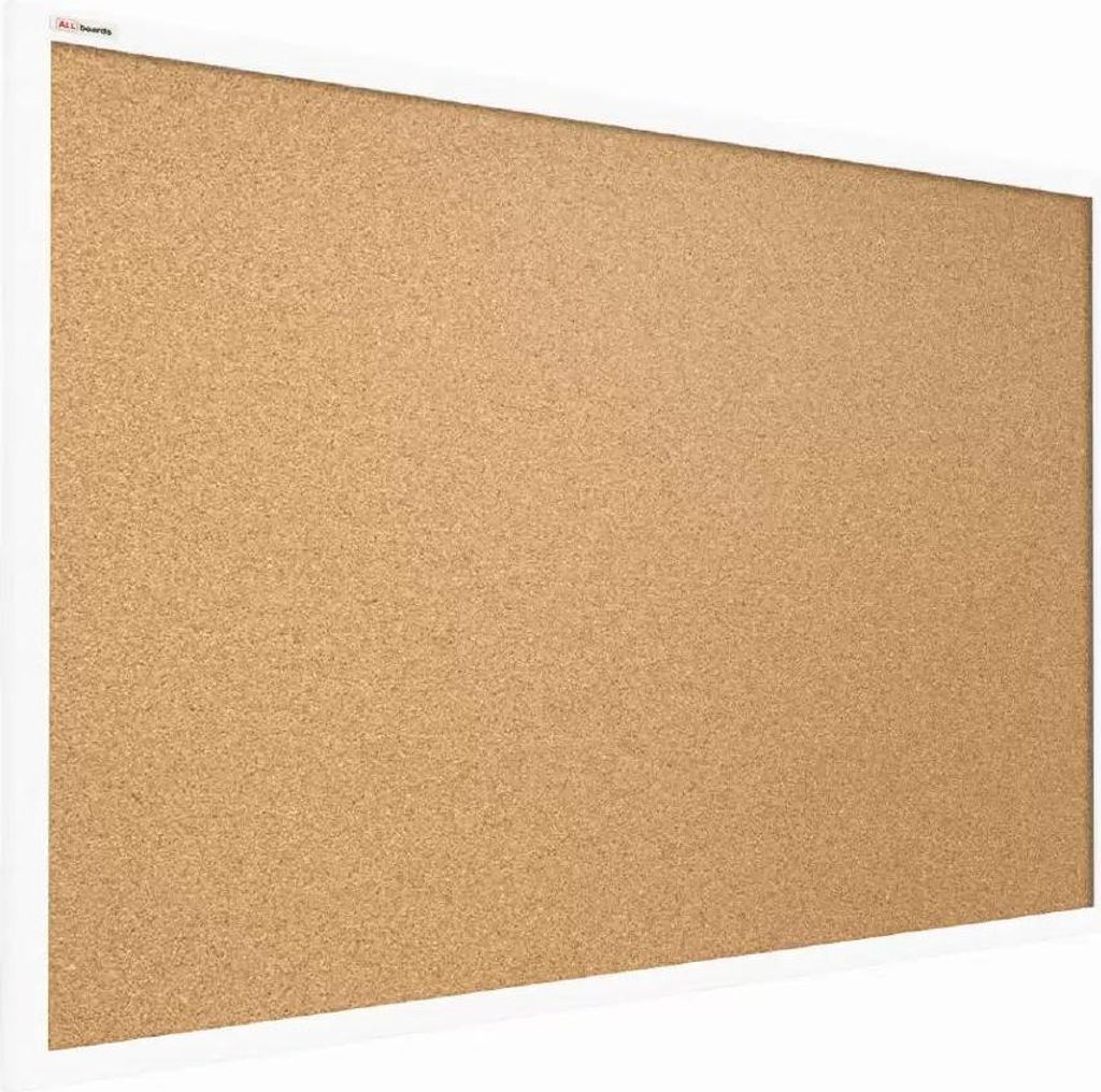 Lavagna in Sughero con Cornice Bianco in Legno 100x80 cm, Immagine del prodotto 