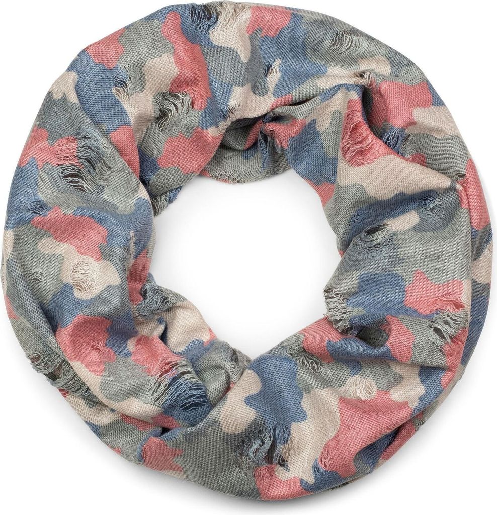 styleBREAKER Loop Schal mit Camouflage Muster im Destroyed Vintage used Look, Schlauchschal, Tuch, Uni 01016134