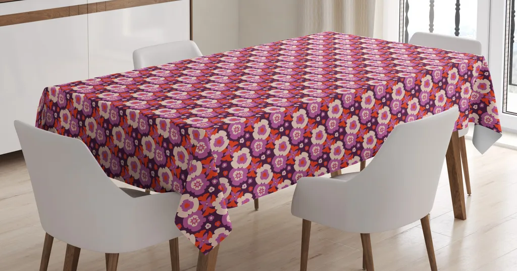 Tovaglia Floreale ABAKUHAUS 140x170 cm Plum Fuchsia | Antimacchia e Lavabile