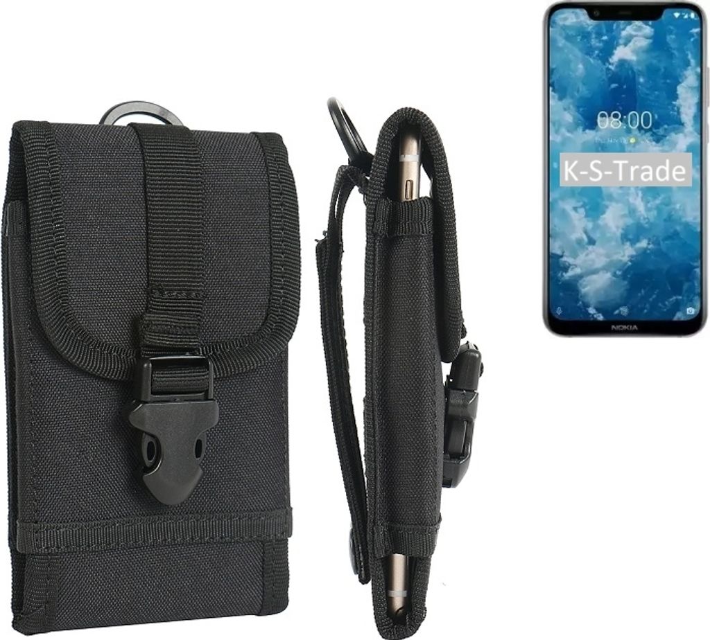 K-S-Trade Handyhülle kompatibel mit Nokia 7.1 Plus Gürteltasche Holster Handytasche Gürtel Tasche Schutzhülle Robuste Handy Schutz Hülle Tasche