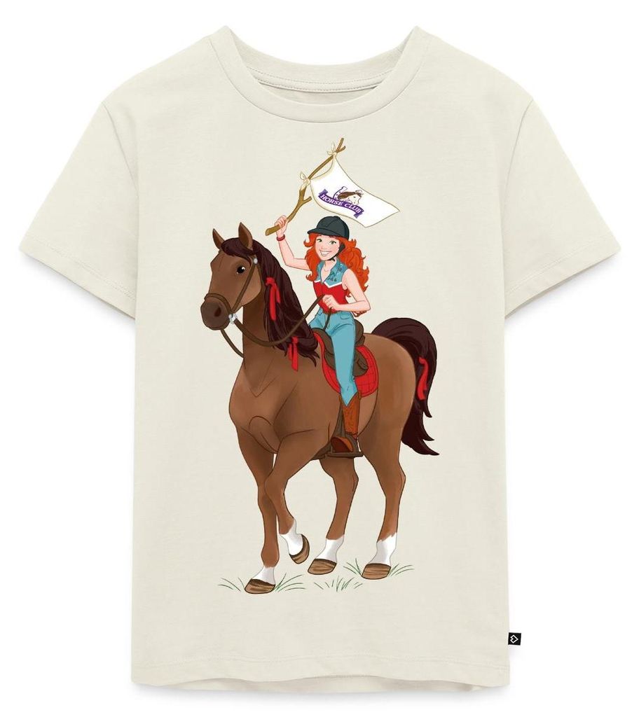 Spreadshirt Schleich Horse Club Hannah auf Pferd Cayenne Kinder Premium T-Shirt, 134/140 (8 Jahre), Naturweiß