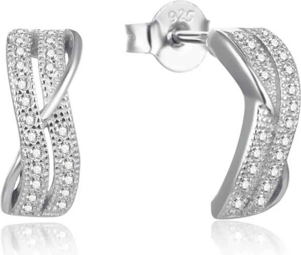 Boucles d'oreilles modernes en argent et zircons clairs AGUP2261 chic