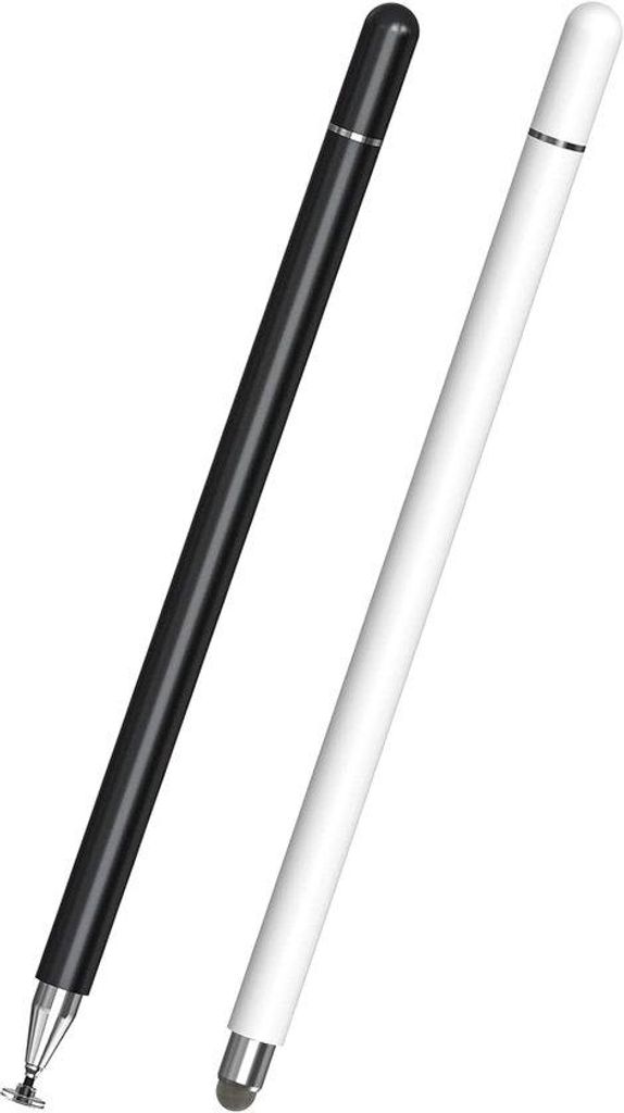 Doppelstift, Tabletstift, 2-in-1 Stift, für alle Tablets und Smartphones geeignet, für iPhone, iPad, Surface, Android, etc. (Schwarz + Weiß)
