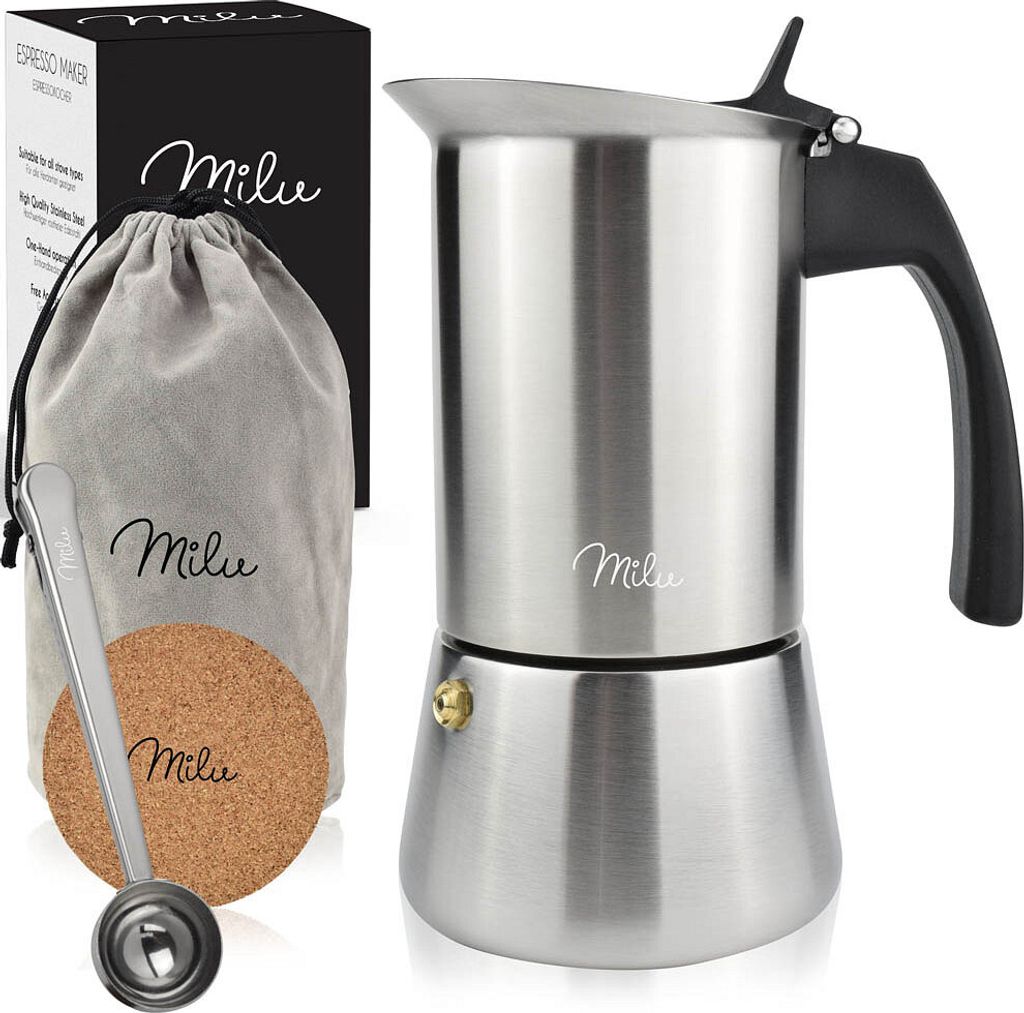 A coffee maker set on a white background.